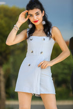 Load image into Gallery viewer, Faux Buttoned Grey Overalls