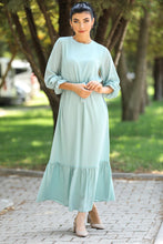 Load image into Gallery viewer, Banded Waist Long Mint Green Dress