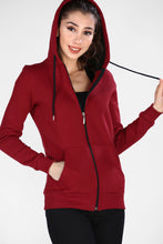 Load image into Gallery viewer, Hooded Zipped Claret Red Sweatshirt