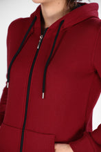 Load image into Gallery viewer, Hooded Zipped Claret Red Sweatshirt