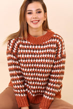 Load image into Gallery viewer, Crew Neck Patterned Tile Red Tricot Pullover