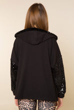 Load image into Gallery viewer, Hooded Sequined Sleeves Black Sweatshirt
