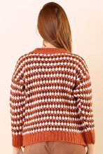 Load image into Gallery viewer, Crew Neck Patterned Tile Red Tricot Pullover