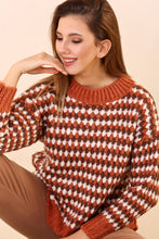 Load image into Gallery viewer, Crew Neck Patterned Tile Red Tricot Pullover