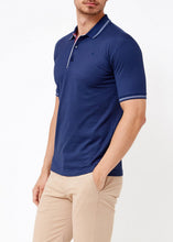 Load image into Gallery viewer, Men's Basic Indigo Polo Neck T-Shirt