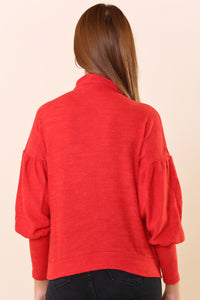 Balloon Sleeves Red Top