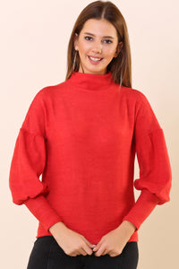 Balloon Sleeves Red Top